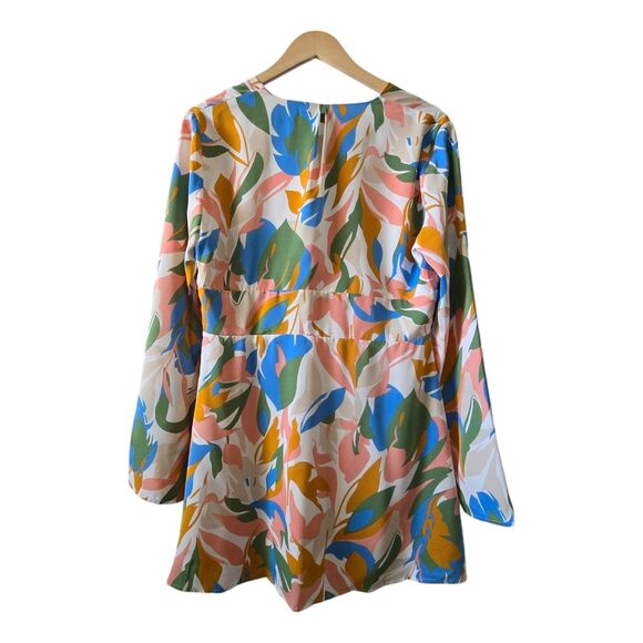 NWT Kittenish Stand Out Multicolor Floral Print Long Sleeve Mini Dress Size XL - Picture 5 of 9